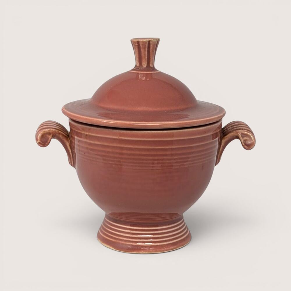Vintage Fiesta Rose Ceramic Sugar Bowl with Lid